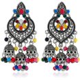 thumbnail image 1 of Boho Chandellier Jhumka Statement Dangle Earrings for Women Vintage Large Flower Ball Bead Tassel Drop Dangling Earring Indian Bollywood Jewelry Holiday Festival Christmas, 1 of 10