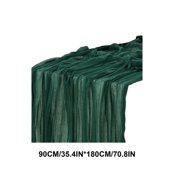 Boho Cheesecloth Table Runner, 35 x 70 In Gauze Fabric Wedding Table Runner for Dining Party Holiday Decor, Dark Green