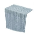 thumbnail image 1 of Boho Cheesecloth Table Runner - Extra Long 70.87x35.43 Inch Frayed Edge Gauze Table Cover for Wedding Decor, Baby Shower, Birthday Party or Farmhouse Dining Table, Natural Weave Design, 1 of 4