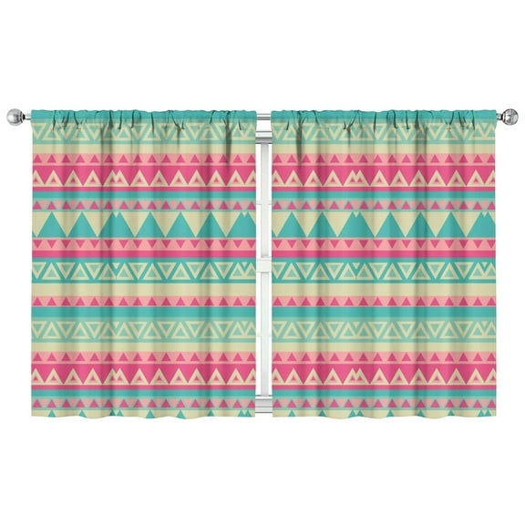 Boho Chic 2-Pack Kitchen Curtains - Abstract Floral Semi-Sheer Tier Curtains 42x54 Inch, Rod Pocket Farmhouse Window Panels