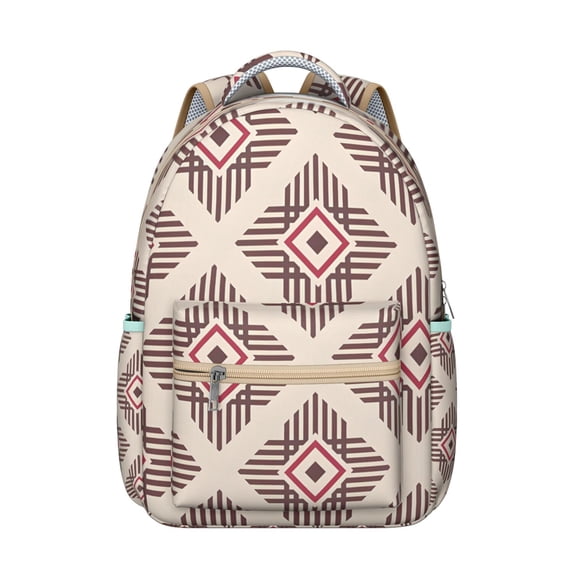 "Boho Chic Backpack for Campus - Roomy Tribal Print Daypack with Laptop Compartment, Water-Resistant & Fashionable for School & Travel"