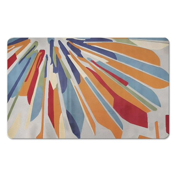 Boho Chic Bath Mat with Retro Sun Design - Non-Slip for Safety, Half Round, Colorful Water Absorbent Microfiber, Easy Maintenance with Machine Washability, Perfect for Bathroom or Shower, 20x32 inch