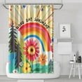 thumbnail image 1 of Boho Chic Bathroom Curtain 72x72 Inch Polyester Quick-Dry Decor with Tribal Patterns and Plastic Rings for Tub Use, 1 of 5