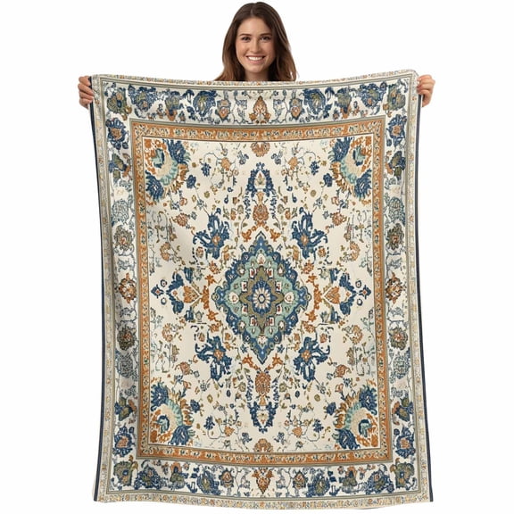 Boho Chic Blanket Soft Cozy Warm Twin Blanket for Bed, Plush Fuzzy Flannel Fleece Blankets for Sofa, Traditional Classic Geometric Farmhouse Throw Blankets for Couch, Gifts for Men, 60"x80"