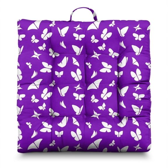 Boho Chic Butterfly & Moon Square Floor Cushion Extra-Thick Support for Meditation & Lounge