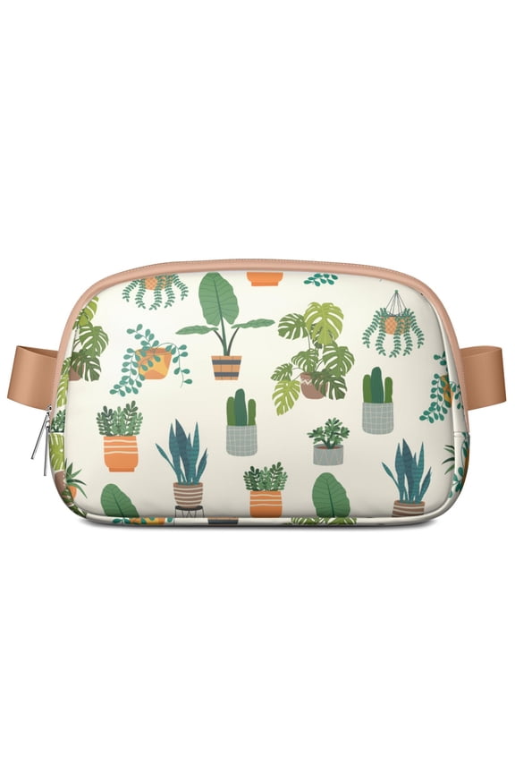 Boho Chic Cactus Waist Pack – Waterproof Fanny Pack with Macrame & Succulent Fusion, Textured & Trendy