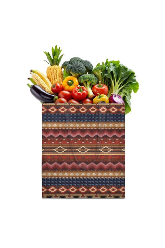 Boho Chic Canvas Tote Bag – Vintage Floral Tribal Pattern Reusable Grocery Bag, Abstract Geometric Earthy Aesthetic Shopping Bag for Women, Hippie & Artistic Lifestyle