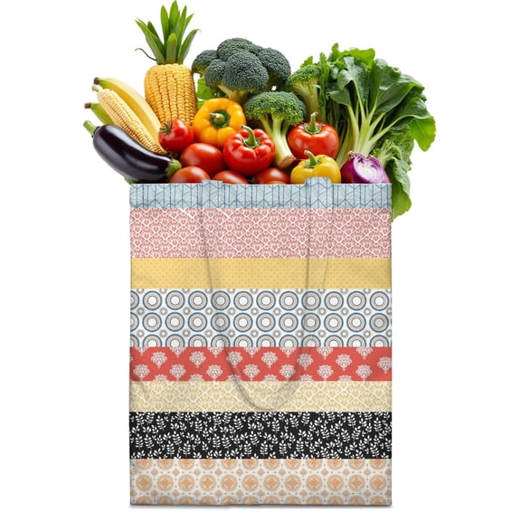 Boho Chic Canvas Tote Bag – Vintage Floral Tribal Pattern Reusable Grocery Bag, Abstract Geometric Earthy Aesthetic Shopping Bag for Women, Hippie & Artistic Lifestyle