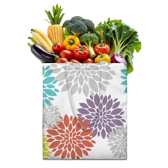 Boho Chic Canvas Tote Bag – Vintage Floral Tribal Pattern Reusable Grocery Bag, Abstract Geometric Earthy Aesthetic Shopping Bag for Women, Hippie & Artistic Lifestyle