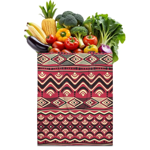 Boho Chic Canvas Tote Bag – Vintage Floral Tribal Pattern Reusable Grocery Bag, Abstract Geometric Earthy Aesthetic Shopping Bag for Women, Hippie & Artistic Lifestyle