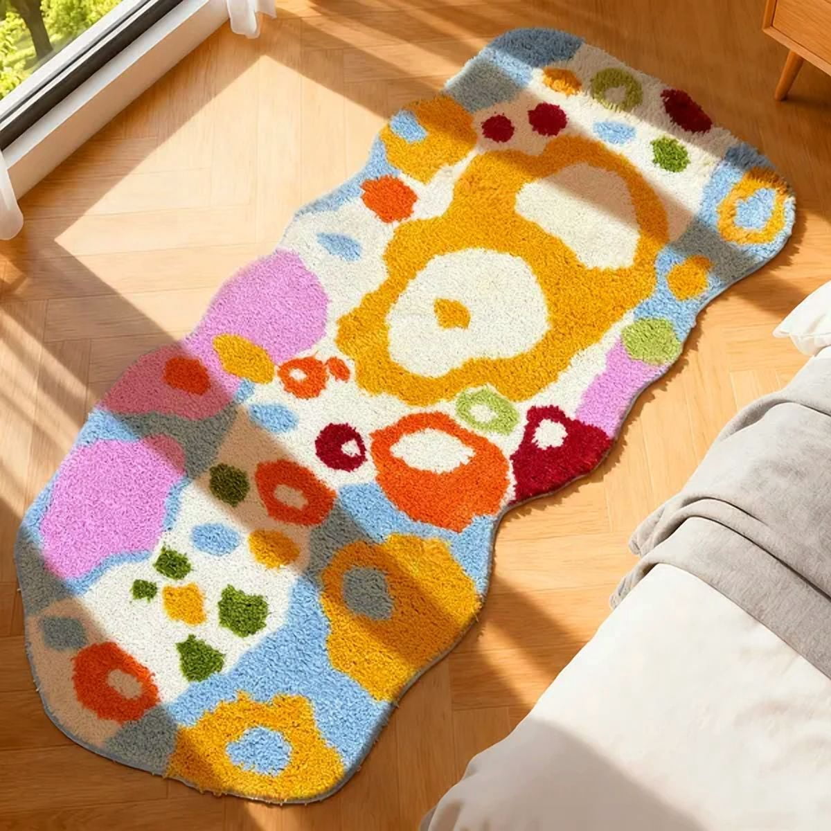 Boho Chic Colorful Abstract Bath Rug – Non-Slip Ultra-Soft Quick-Dry ...