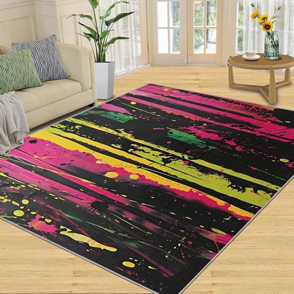 Boho Chic Colorful Area Rug, Modern Abstract Bedroom Rug, Indoor Non-Slip Kids Rugs, for Living Room Mat Home Decor Floor Mats 2 x 3ft