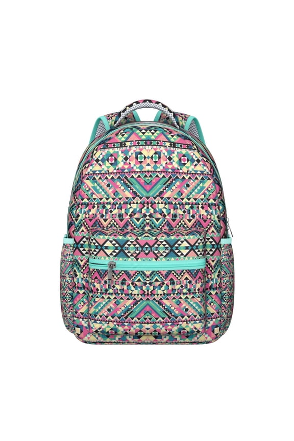 Boho Chic Colorful Tribal Patterns School Backpack for Student, Waterproof Composite Oxford Cloth, Adjustable Straps, Large Capacity Retro Style Travel Bag for Outdoor Activities