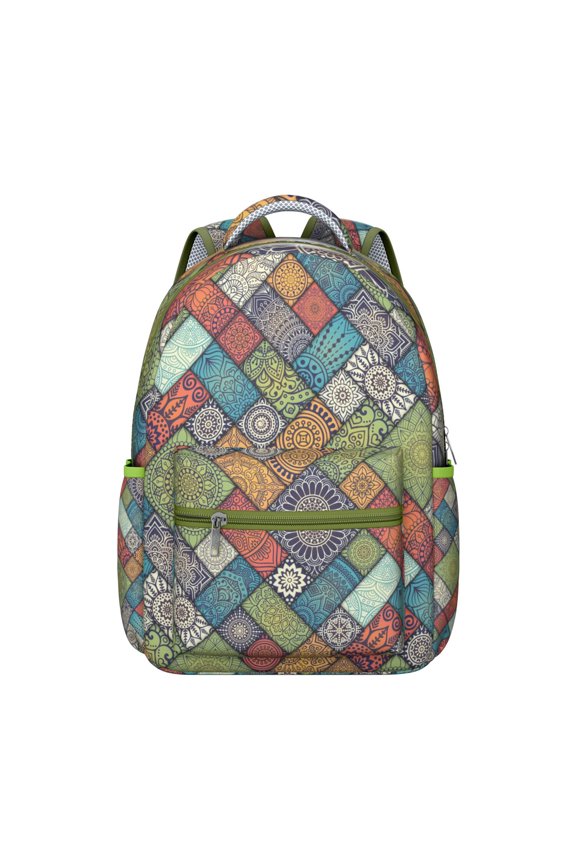 Boho Chic Colorful Tribal Patterns School Backpack for Student, Waterproof Composite Oxford Cloth, Adjustable Straps, Large Capacity Retro Style Travel Bag for Outdoor Activities