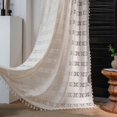 Boho Chic Crochet Geometry Knitted Window Curtain, Farmhouse Elegant