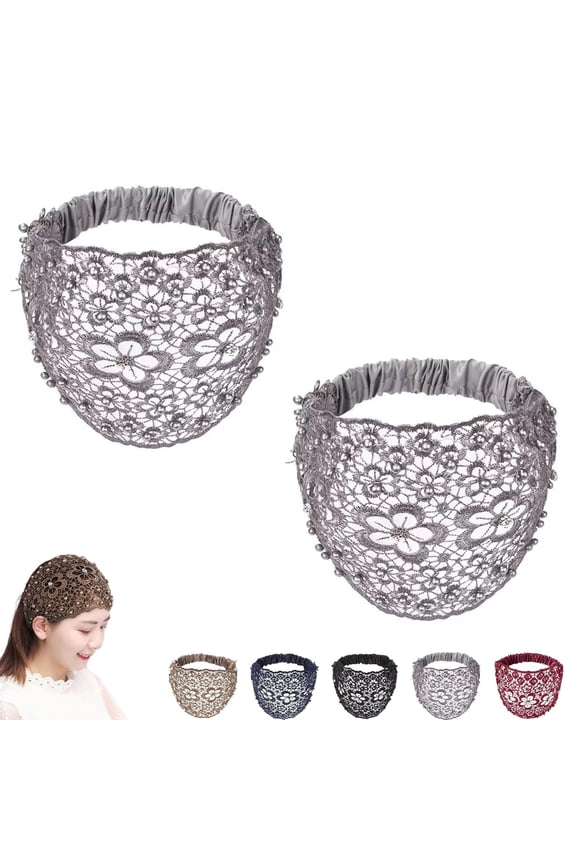 Boho-Chic Crystal & Pearl Embellished Wide Headbands, Elegant Floral Beaded Wide Headbands, Women's Retro Lace Headdress Scarf, One size fits all, suitable for women