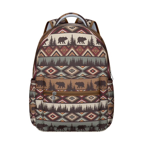 Boho Chic Daypack for Students - Tribal Design & Heavy Duty Oxford Material | 17" Laptop Compartment, Water-Resistant Backpack for School, Dorm & Commuter Essentials