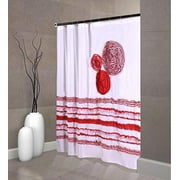 Boho Chic Decor Ruffled Elegant Shower Curtain White/red