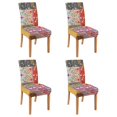 thumbnail image 1 of Boho Chic Dining Chair Covers Set of 4, Stretch Polyester Kitchen Slipcovers Featuring Vintage, Tribal Style, Retro, Nordic Style, Rustic, Ethnic Patterns with Removable Protector, 1 of 7