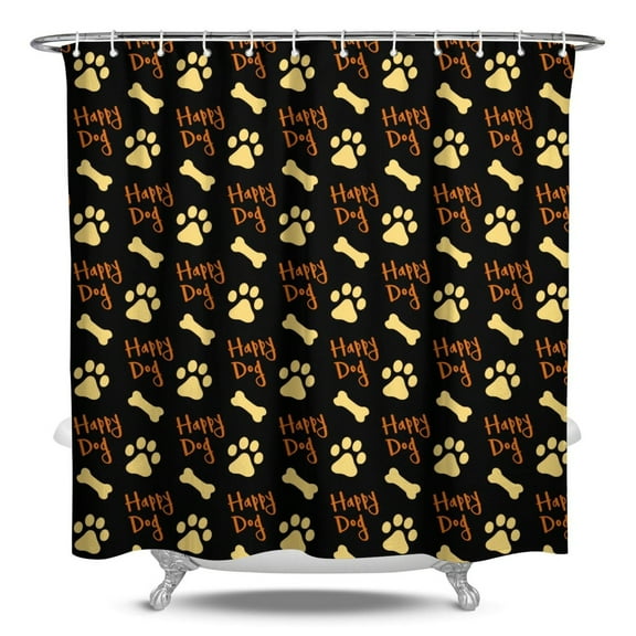 Boho Chic Dog Shower Curtain - Artistic Paw Print & Vintage Pattern - Quick Dry Fade-Resistant Bath Curtain