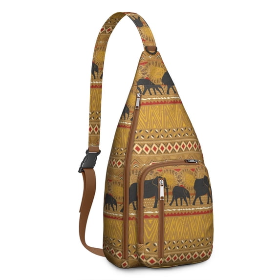 Boho Chic Elephant Sling Backpack – Vintage Watercolor & Mandala Floral Print Crossbody Bag for Hiking, Travel & Urban Adventures