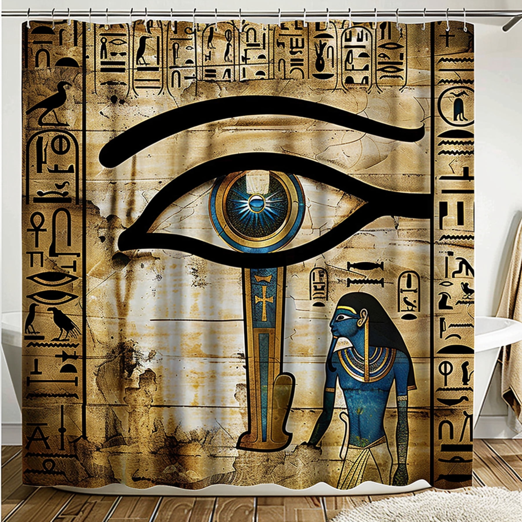Boho Chic Eye of Horus Shower Curtain Unique Egyptian Design for Stylish Bathroom Decor ...