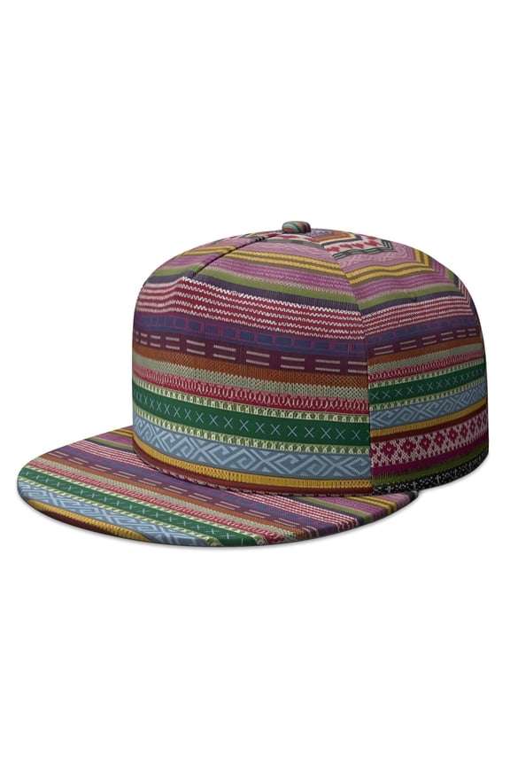 Boho Chic Flat Brim Hat - Adjustable Retro Baseball Cap for Streetwear