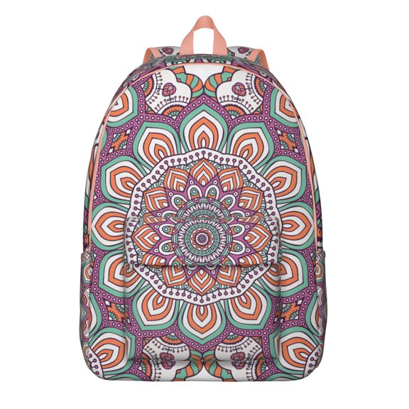 Boho Chic Floral Mandala Print Backpack for Women Men, Large Capacity Laptop Bookbag for School College, Durable for Commute Travel Gift
