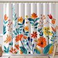 Boho Chic Floral Shower Curtain Vibrant Orange Blue Yellow & Green