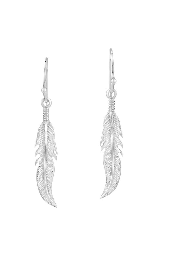 Boho-Chic Freedom Feather Detailed Sterling Silver Dangle Earrings