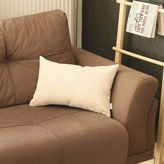 Boho-Chic Handcrafted Decorative Single Throw Pillow Cover Solid Jacquard 12" x 20" Ivory Lumbar Pillowcase for Couch, Bedding