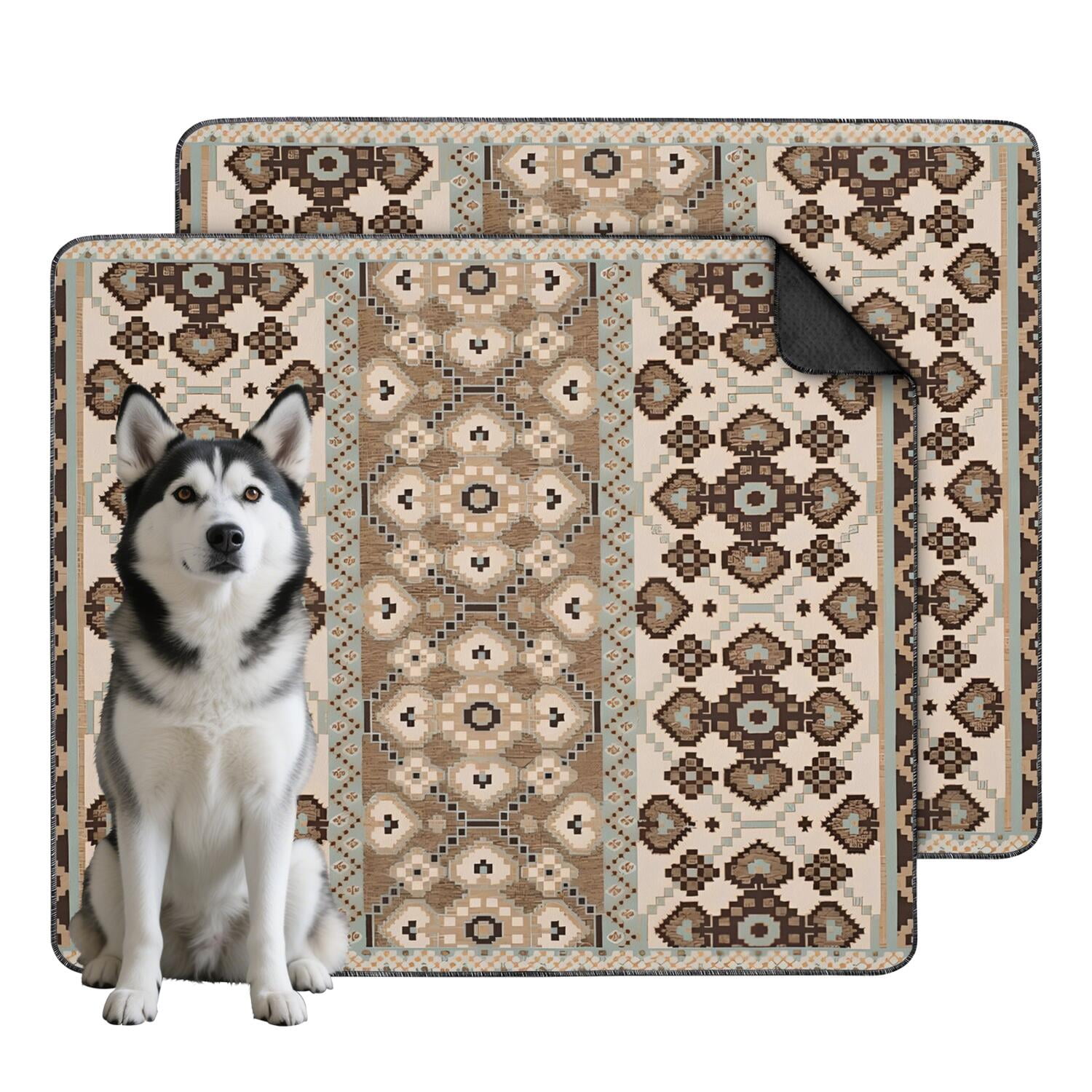 Boho Chic Indoor Dog Pad Washable, Large 35x41 Inch Reusable Pee Mat with Non-Slip Surface, Absorbent Potty Training Pad for Floors and Crates