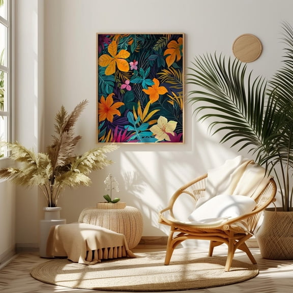 Boho Chic Jungle Leaves Tropical Greenery Wall Art Decor Unframed Paper Print
