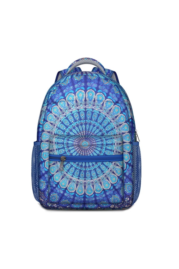 Boho Chic School Backpack with Rainbow Print, Colorful Tribal Folk Style Design, Lightweight and Water-Resistant, Ideal for Travel and Daycare