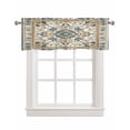 thumbnail image 1 of Boho Chic Kitchen Valances for Windows Farmhouse Linen Window Valance Curtain for Living Room Window Treatment Traditional Classic Geometric Farmhouse Valance Rod Pocket Topper Drape, 60 x 18 Inch, 1 of 6