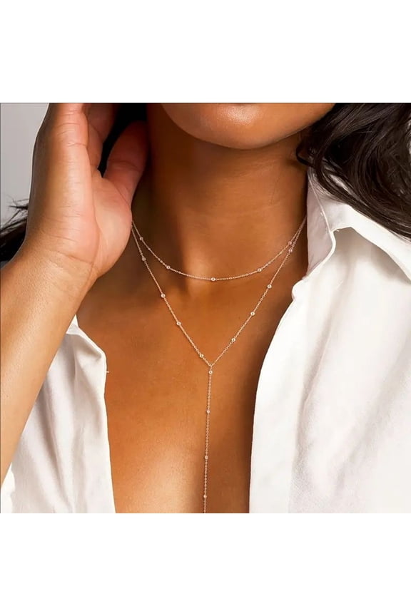 Boho Chic Long Tassel Necklace  Versatile Y-Shape Beaded Pendant for Layering