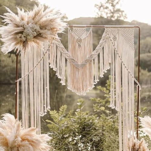 Boho Chic Macrame Curtain & Macrame Arch Bohemian Macrame Wedding Backdrop Decor Home Geometric Fiber Art Decor 59''W*78''L$$Home Decor, Kitchen, & Other