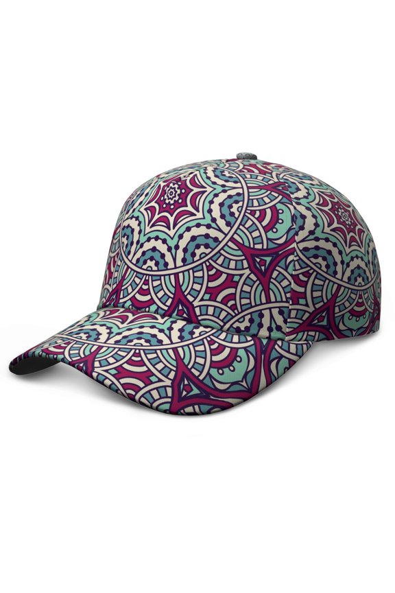 Boho Chic Mandala Baseball Cap – Ethnic Tribal Dad Hat with Vintage Sacred Geometric Pattern, Spiritual Abstract Artistic Design
