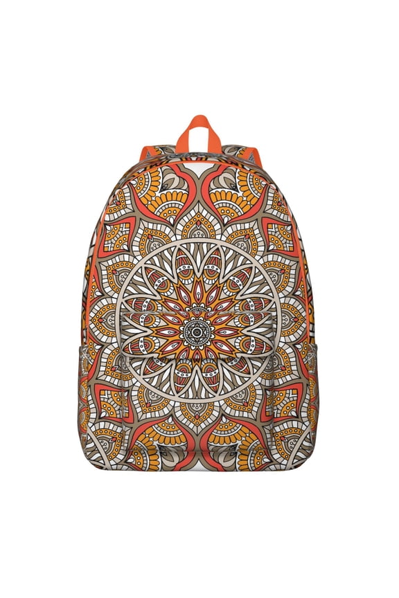 Boho Chic Mandala Floral Print Backpack, Spacious Bookbag for School College with Laptop Compartment, Lightweight Travel Pack, Excellent Gift Idea