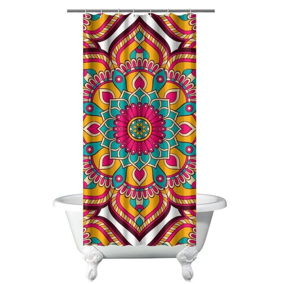 Boho Chic Mandala Shower Curtain 36x72 Inch Fade-Resistant Polyester Hotel Style Bath Drapes