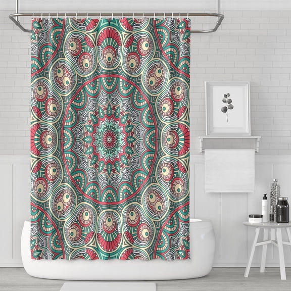 Boho Chic Mandala Shower Curtain 72x72 Premium Polyester Fade-Resistant Hotel Style Bath Drapes