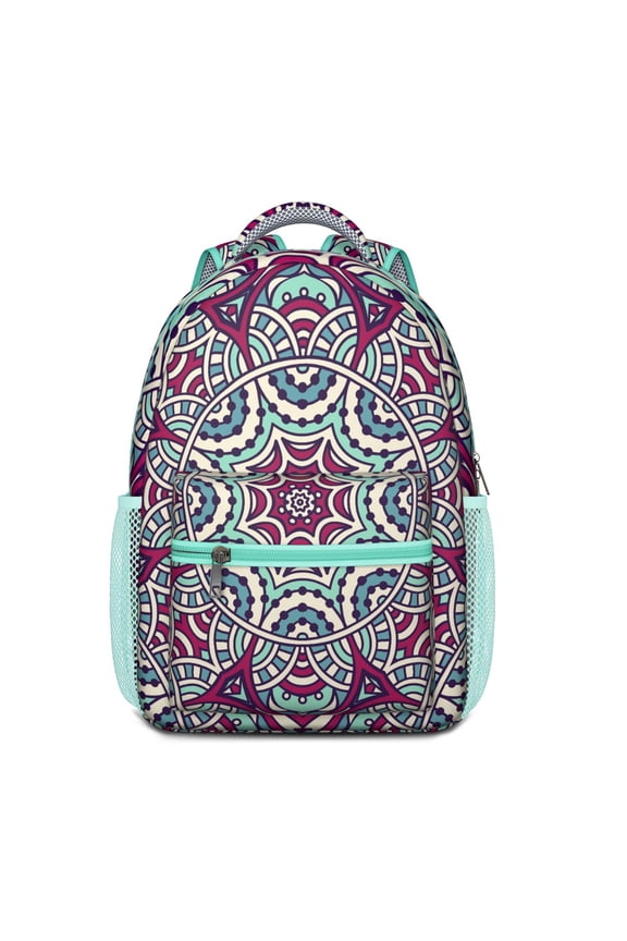 Boho Chic Mandala Waterproof Backpack - Breathable Ergonomic School Bag for Teenagers
