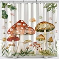Boho Chic Mushroom Shower Curtain Watercolor Design with Greenery