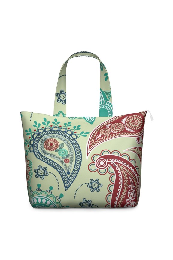 Boho Chic Paisley Floral Weekender Bag - Interior Zippered Section for Tech Gear