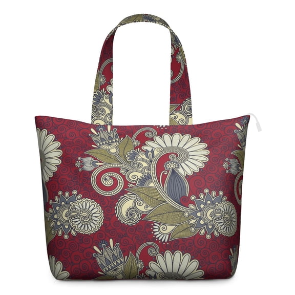 Boho Chic Paisley Floral Weekender Bag - Interior Zippered Section for Tech Gear