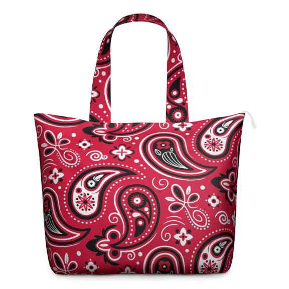 Boho Chic Paisley Floral Weekender Bag - Interior Zippered Section for Tech Gear