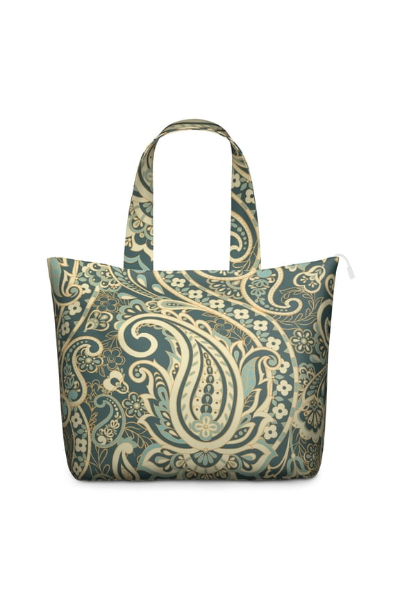 Boho Chic Paisley Travel Duffel Artistic Floral Weekender Bag with Vintage Ethnic Pattern, Colorful Mala Inspired Design