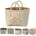 thumbnail image 1 of Boho-Chic Quilted Floral Storage Basket, Car Storage Basket Quilted, Large Capacity Collapsible Boho Fabric Organizer with Reinforced Handles & Side Pockets for Car, Home, Picnic, Laundry (C), 1 of 8