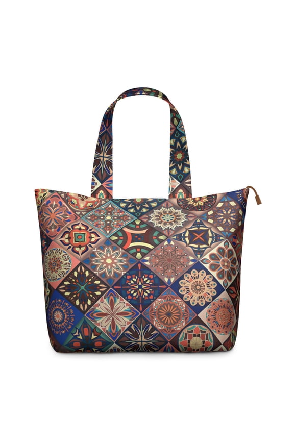 Boho Chic Rainbow Travel Duffel Bag for Women, Colorful Artistic Weekender Tote with Tribal Patterns and Earthy Aesthetic, Bag for Short Trips and Daily Use