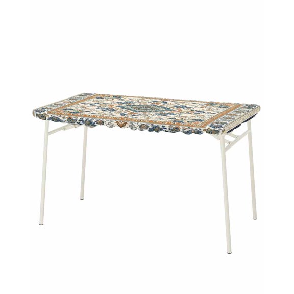 Boho Chic Rectangle Tablecloth, Waterproof Elastic Fitted Table Covers for 8 Foot Tables, 32x96inch Decorative Tablecloths for Picnic, Camping, Outdoor, Traditional Classic Geometric Farmhouse